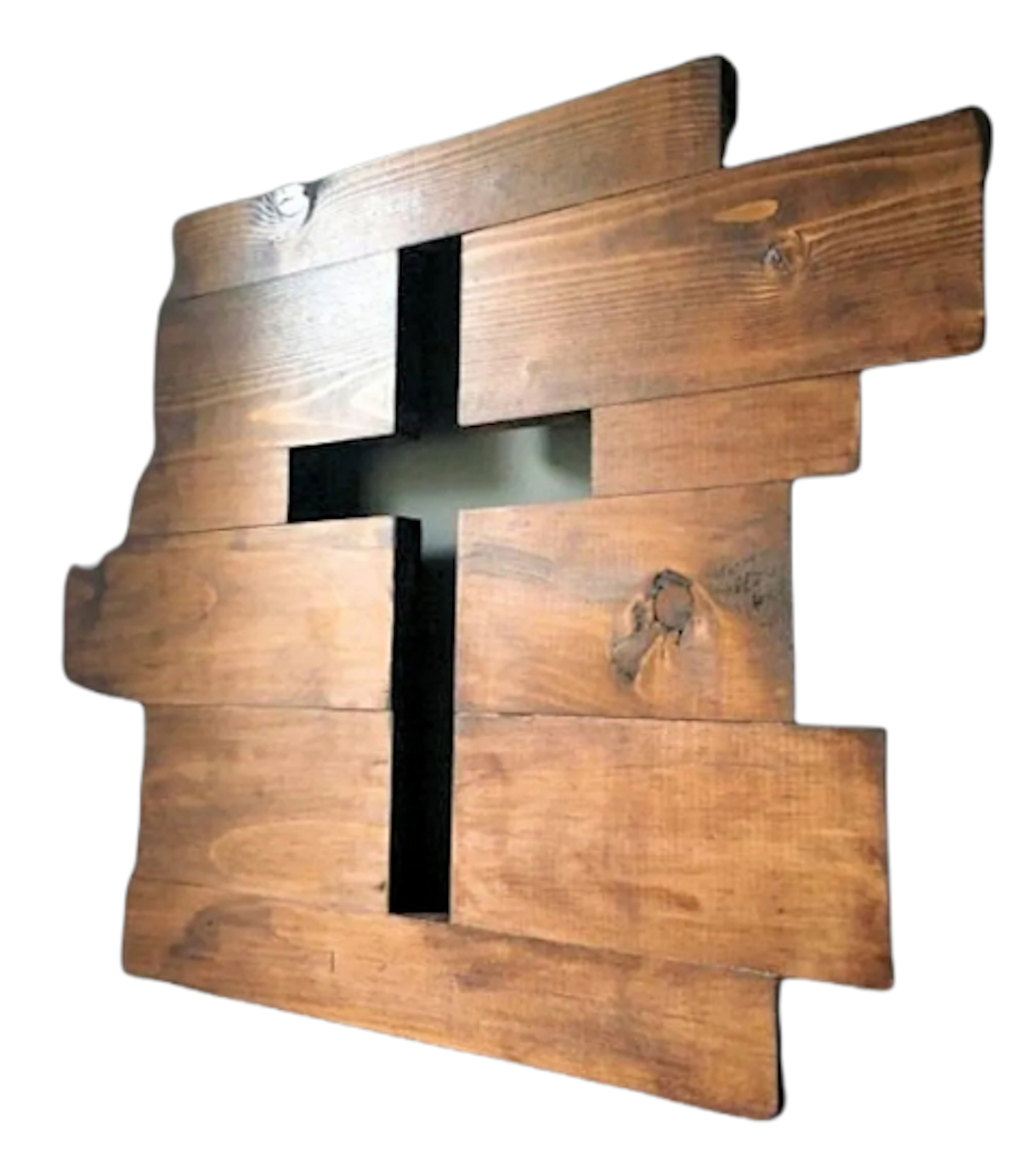 Cruz De Madera Tratada Estilo Vintage Cuadro Pared Artesanal Crucifijo Cristo Católica Jesús Virgen