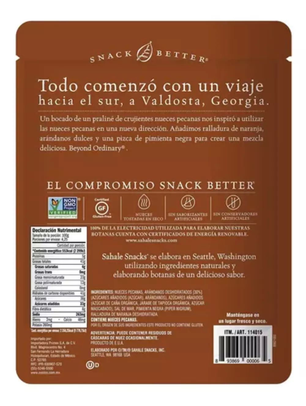 Sahale Snacks Mezcla De Nueces Pecanas 425g