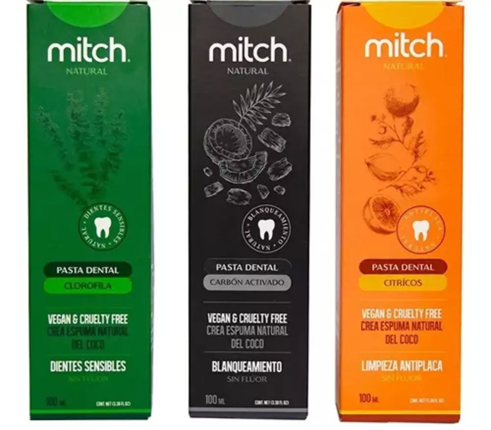 Pasta Dental Mitch Premium Carbón Activado 100ml Sin Flúor