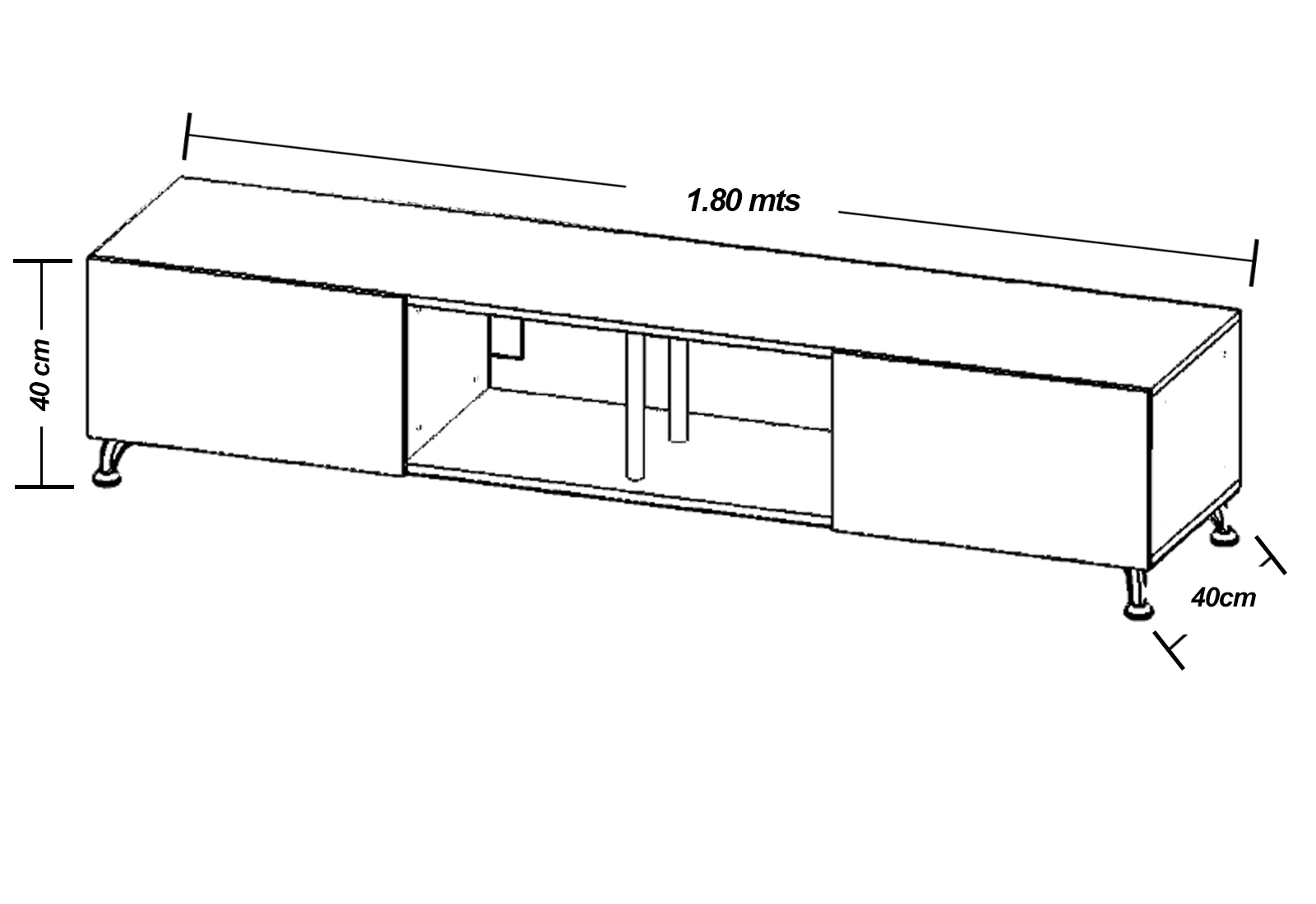 Mueble para TV de 77" London 1.80 mts Minimalista y Practico Hogare Chocolate Azul