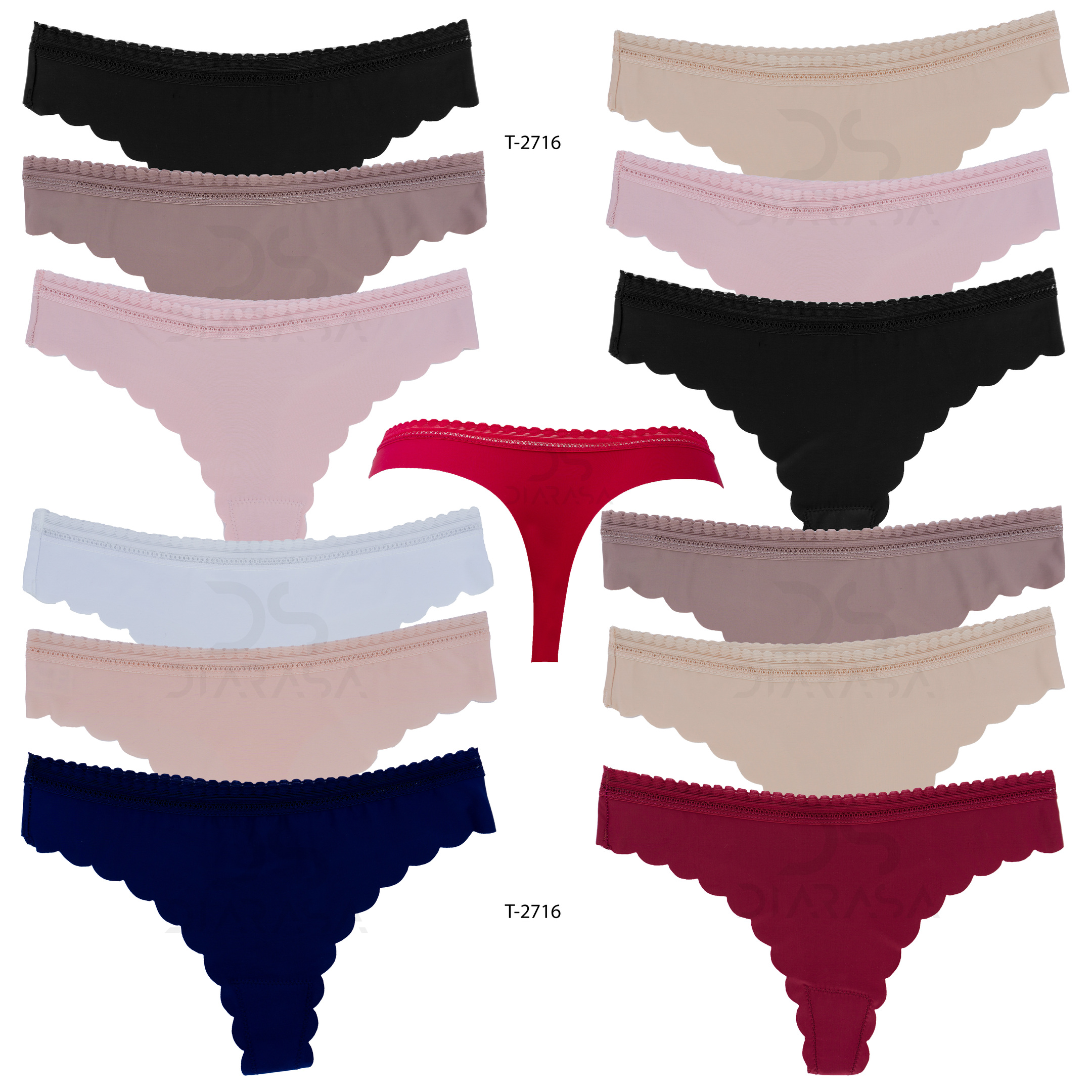 Panties algodón ropa interior de dama TANGAS ENCAJE 12PZ MAYOREO