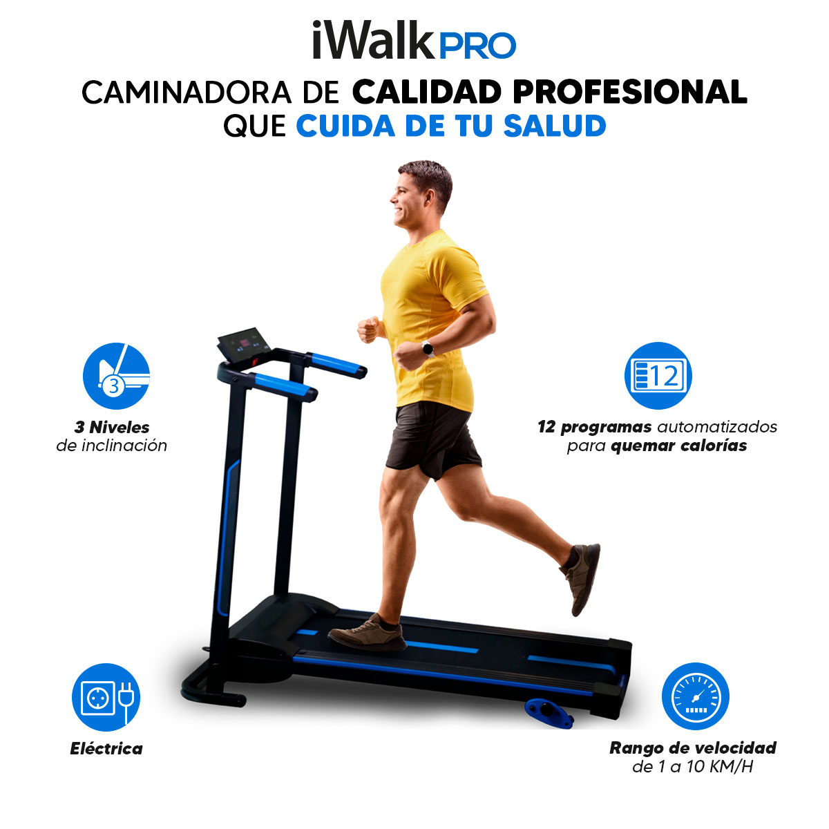 Caminadora Eléctrica I Walk Pro Bluetooth Plegable con Niveles de Inclinación 