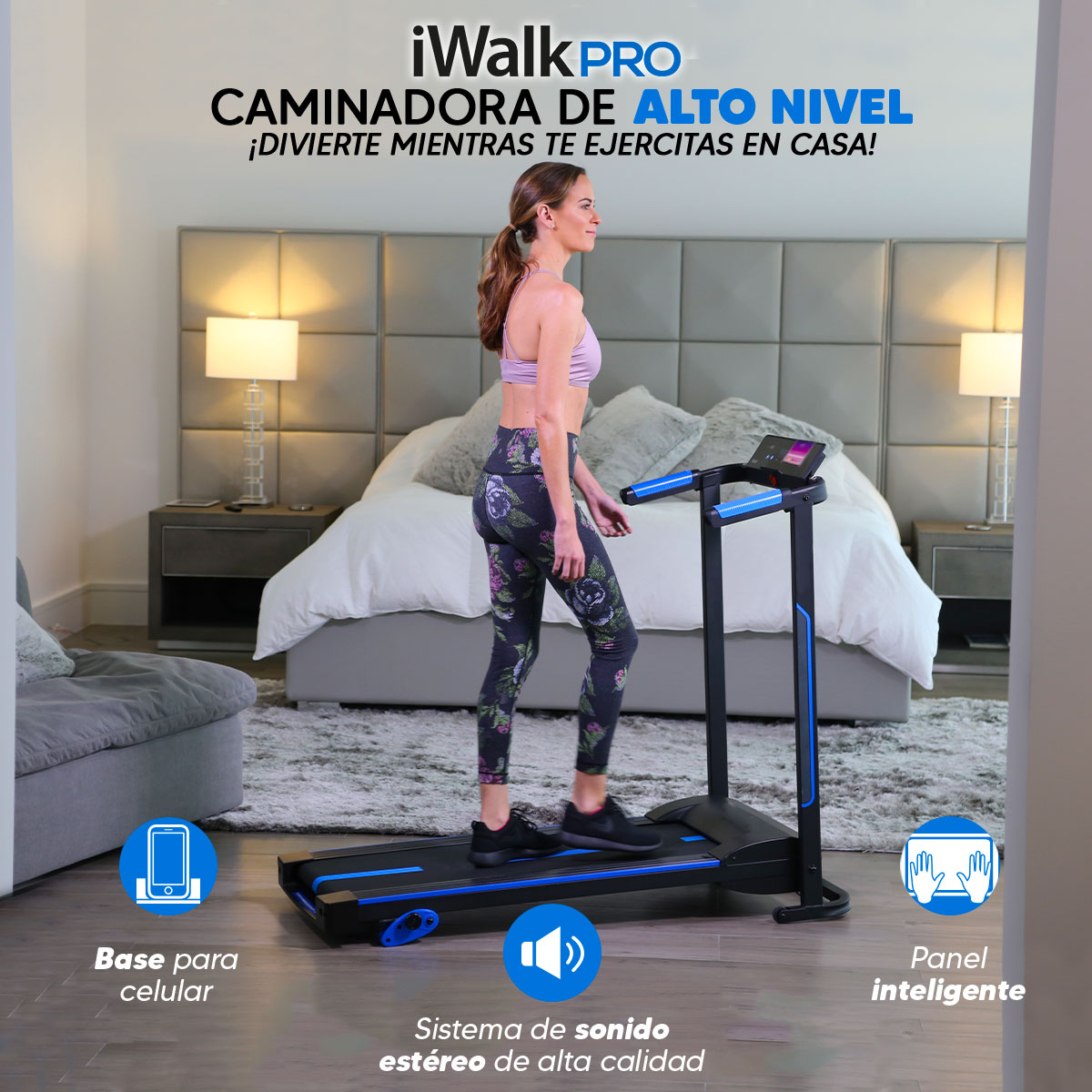 Caminadora Eléctrica I Walk Pro Bluetooth Plegable con Niveles de Inclinación 