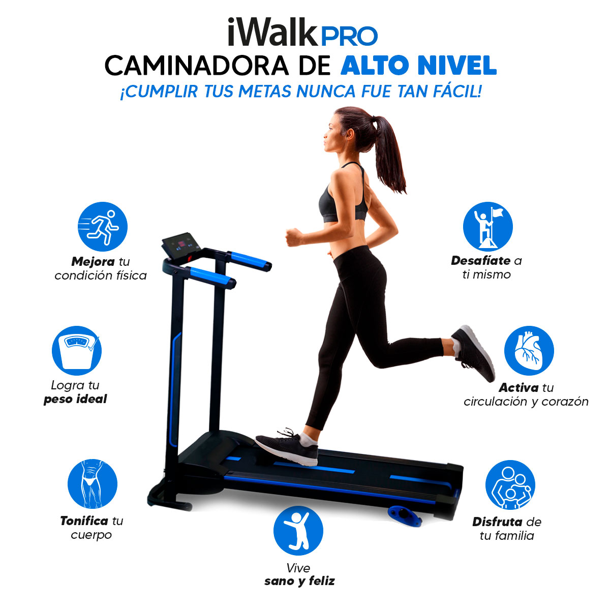 Caminadora Eléctrica I Walk Pro Bluetooth Plegable con Niveles de Inclinación 