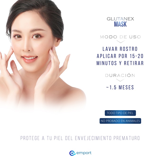 Glutanex Mask - MASCARILLA FACIAL ACLARADORA DE LA PIEL / Glutatión, Ácido Hialurónico, Colágeno y Niacinamida / Antioxidante Aclarante Hidratante y Elastificante / Caja con 15 mascarillas / De Corea del Sur