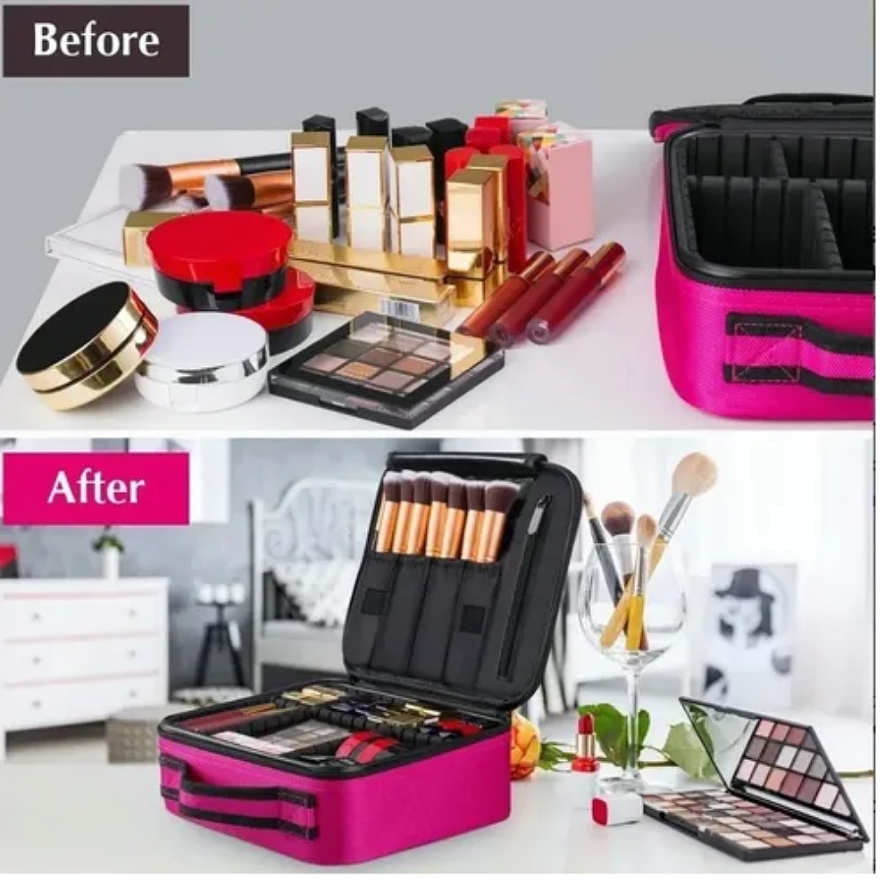 Maletín Maquillaje Cosmetiquera Con Divisor Ajustable Viaje