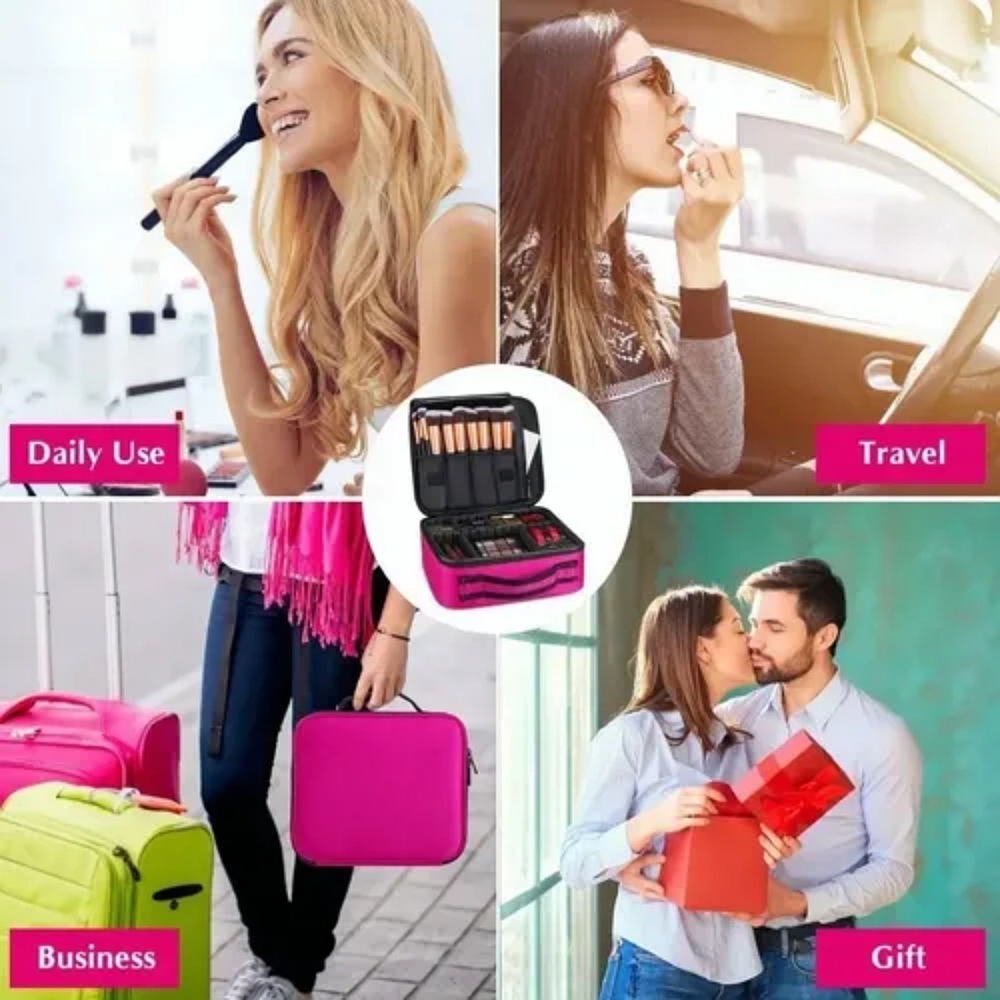 Maletín Maquillaje Cosmetiquera Con Divisor Ajustable Viaje