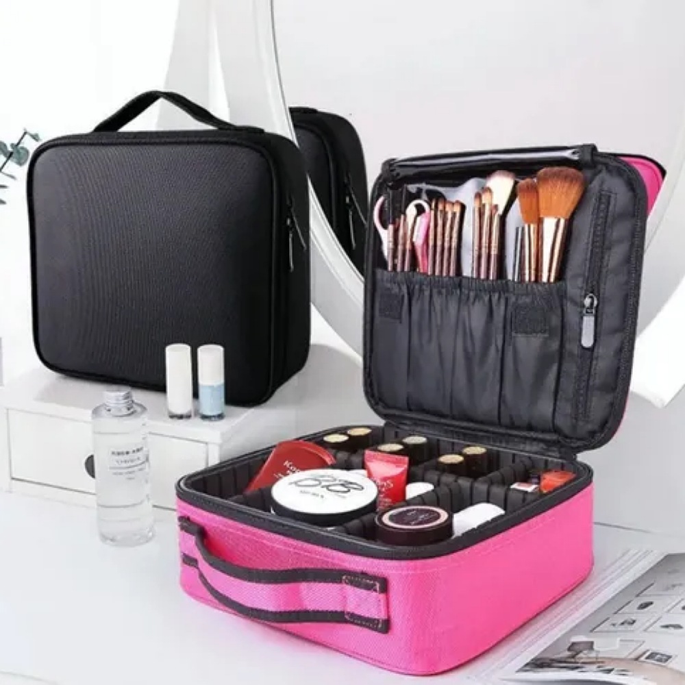 Maletín Maquillaje Cosmetiquera Con Divisor Ajustable Viaje