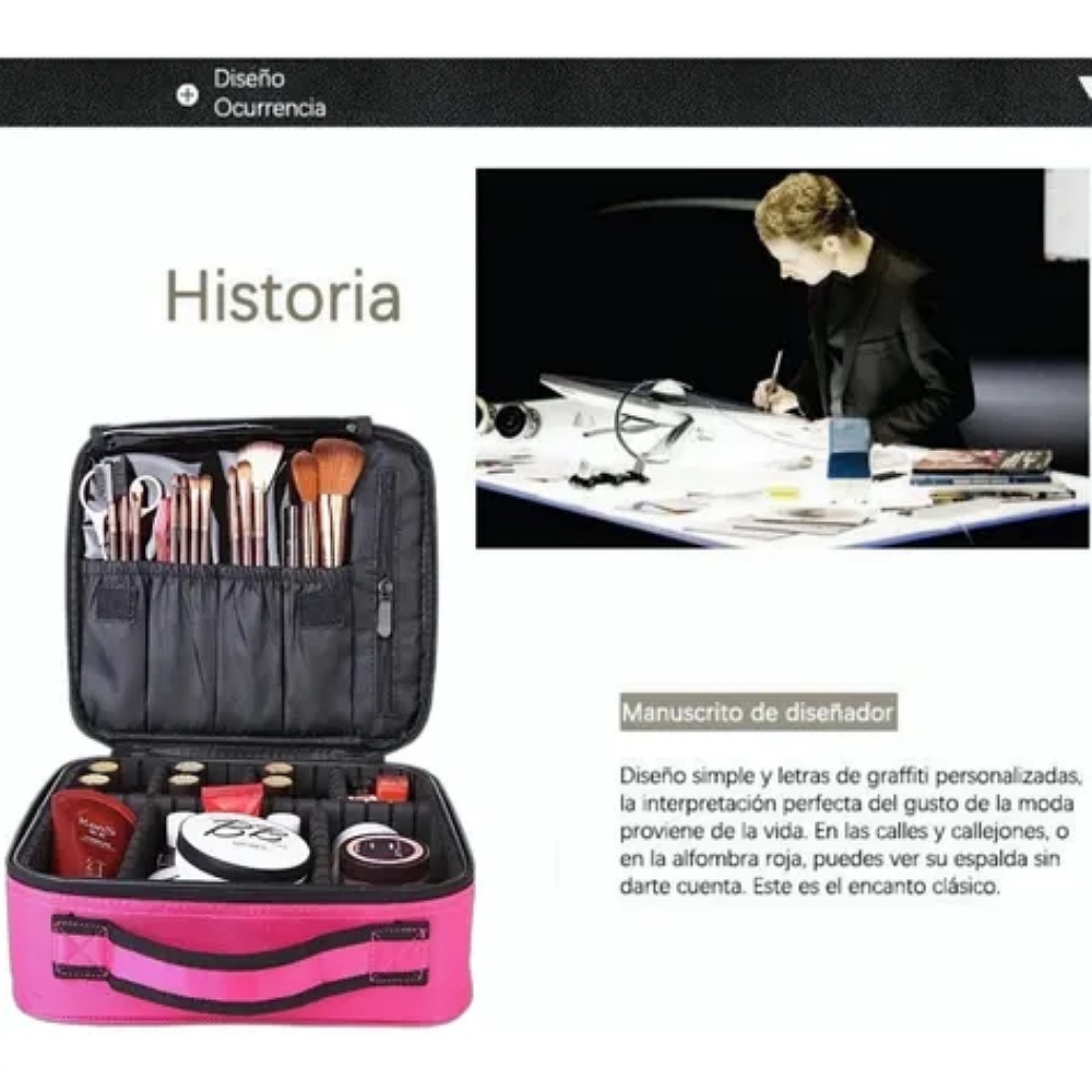 Maletín Maquillaje Cosmetiquera Con Divisor Ajustable Viaje