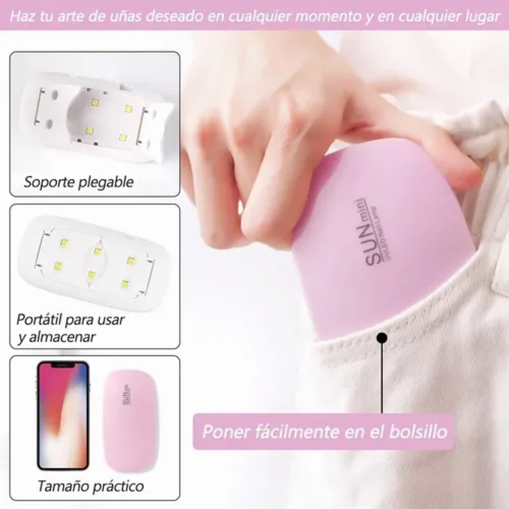 Lámpara Secadora De Uñas Uv Led Sun Mini 6w Portatil