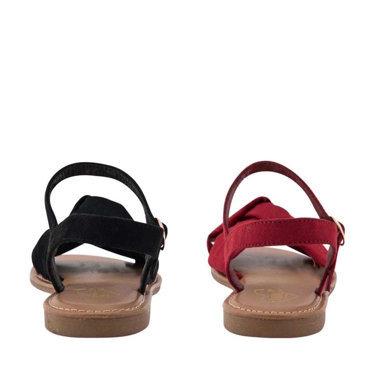 Kit de 2 pares de sandalias casuales para mujer, marca PBPS, rojas y negras, mod. 942680