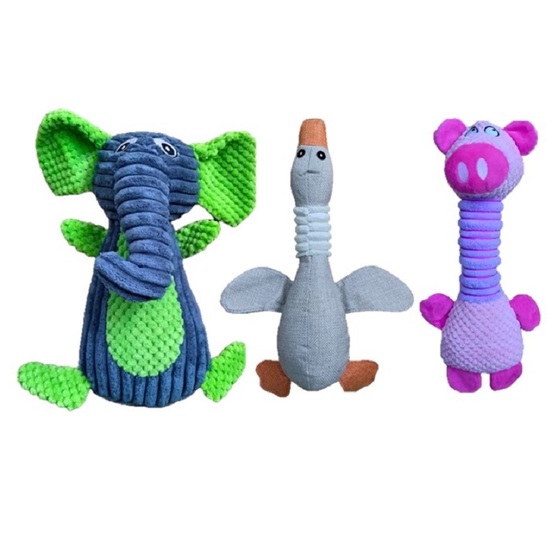 Peluches Para Perros 3piezas (Puerquito, Ganso Y Elefante)