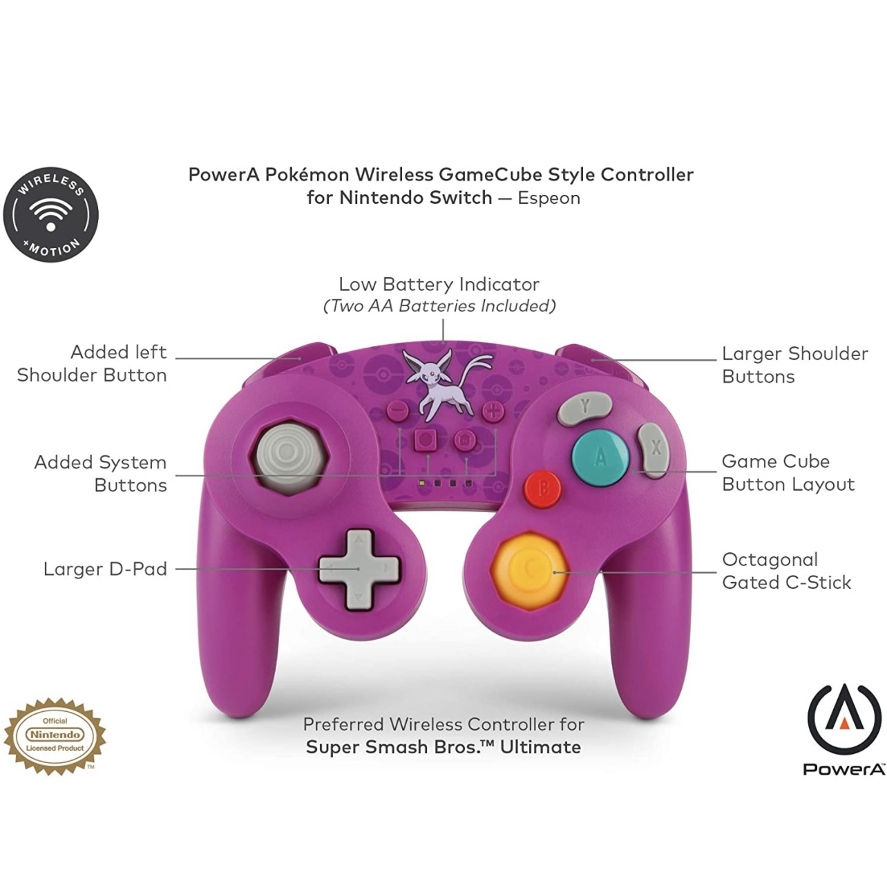 Control Inalambrico Gamecube Espeon Para Switch  (d3 Gamers)