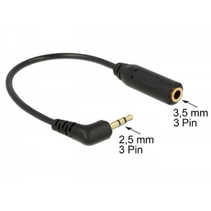 Cable Adaptador Auxiliar 3.5mm Hembra a 2.5mm Macho 3 Vías