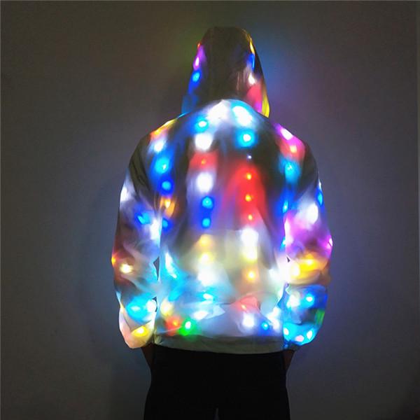 Chamarra Rompevientos Ligera Luz Led Talla M Jacket Rave Party 
