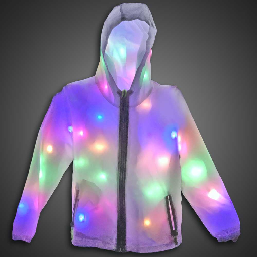 Chamarra Rompevientos Ligera Luz Led Talla M Jacket Rave Party 