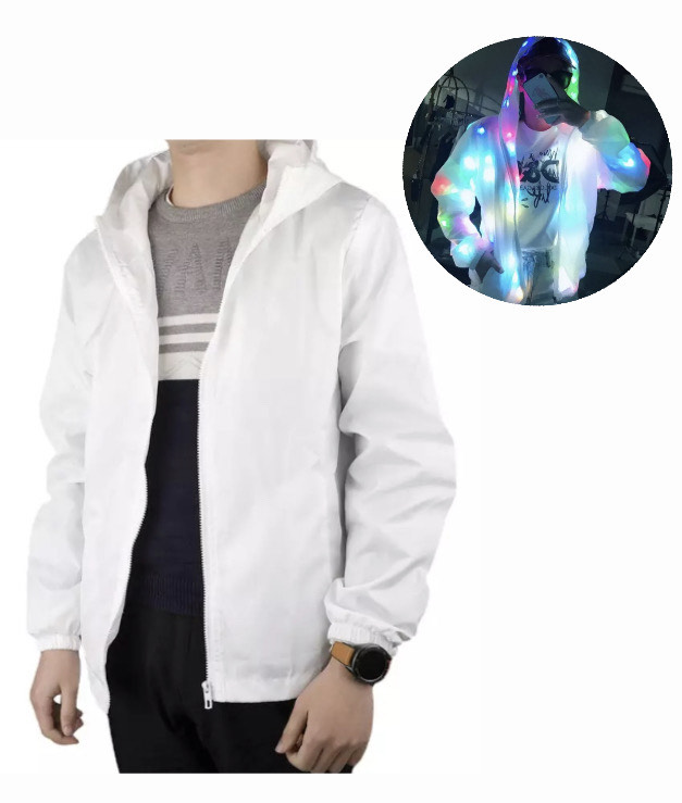Chamarra Rompevientos Ligera Luz Led Talla CH Jacket Rave Party 