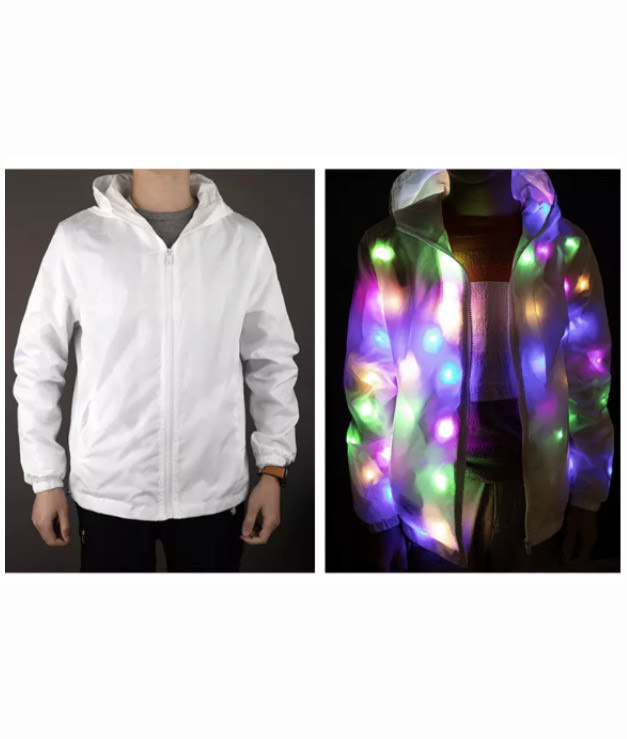 Chamarra Rompevientos Ligera Luz Led Talla CH Jacket Rave Party 