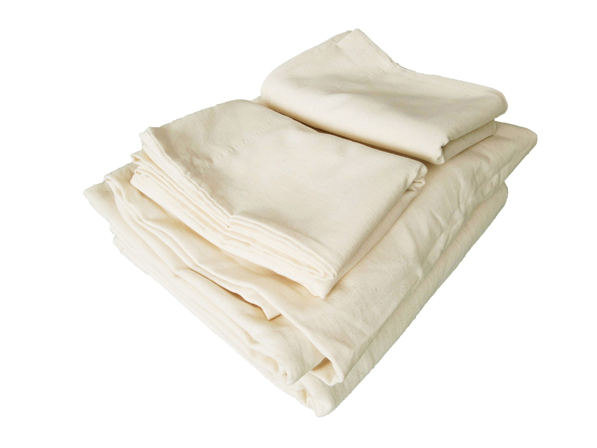 Juego De Sábanas King Size Manta Prelavada Color Hueso 100% Algodón