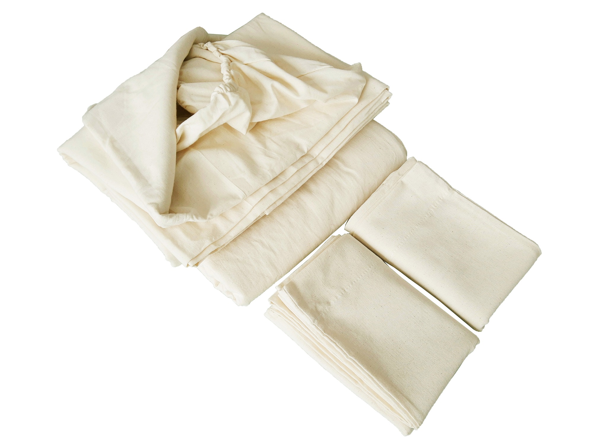 Juego De Sábanas King Size Manta Prelavada Color Hueso 100% Algodón