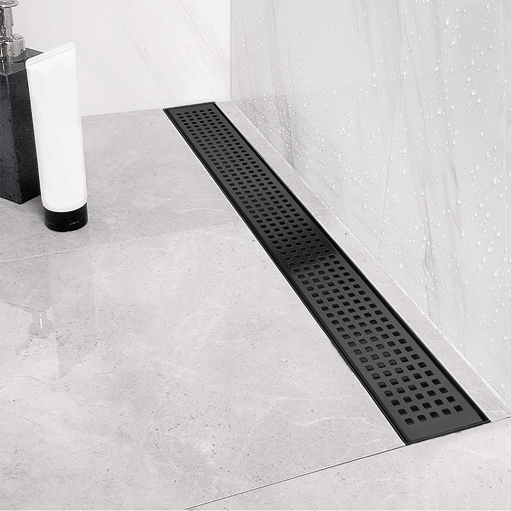 CasaMia Coladera Lineal Moderna de Reja 80 cm Acero Inoxidable Negro Mate 