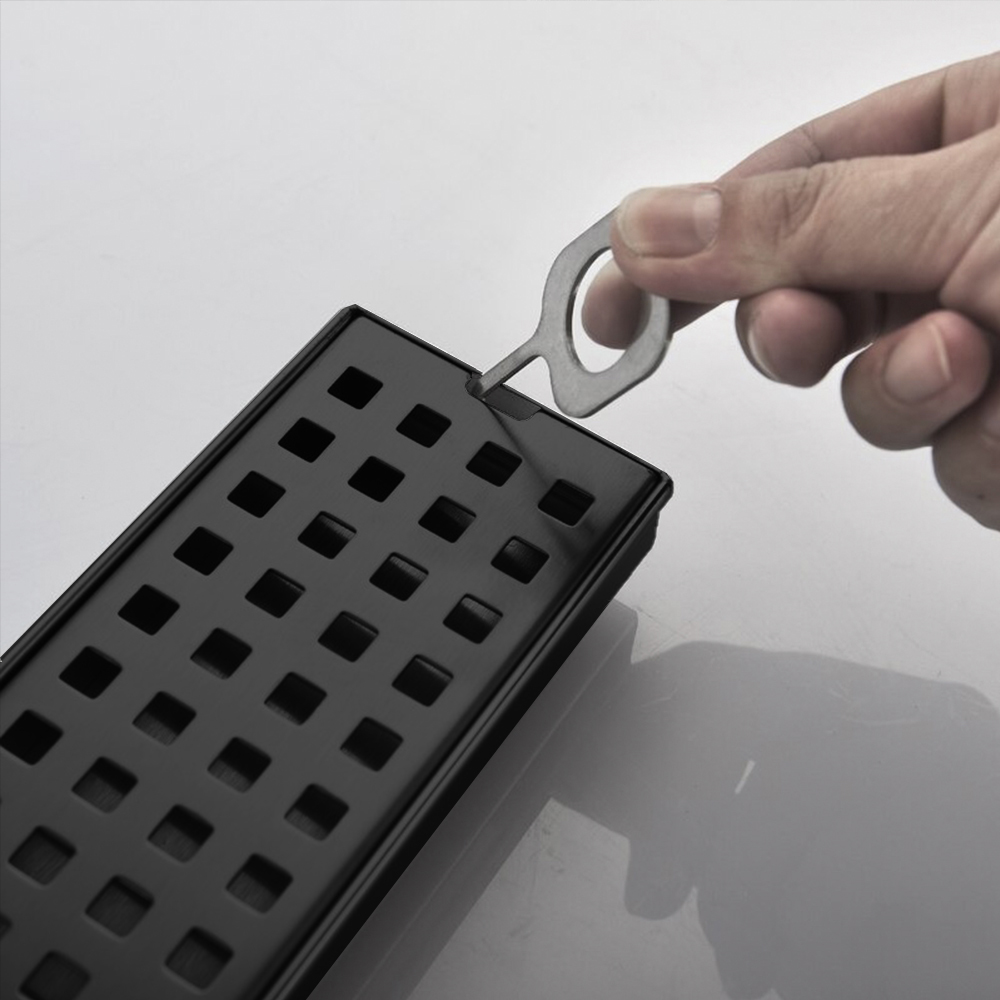 CasaMia Coladera Lineal Moderna de Reja 80 cm Acero Inoxidable Negro Mate 