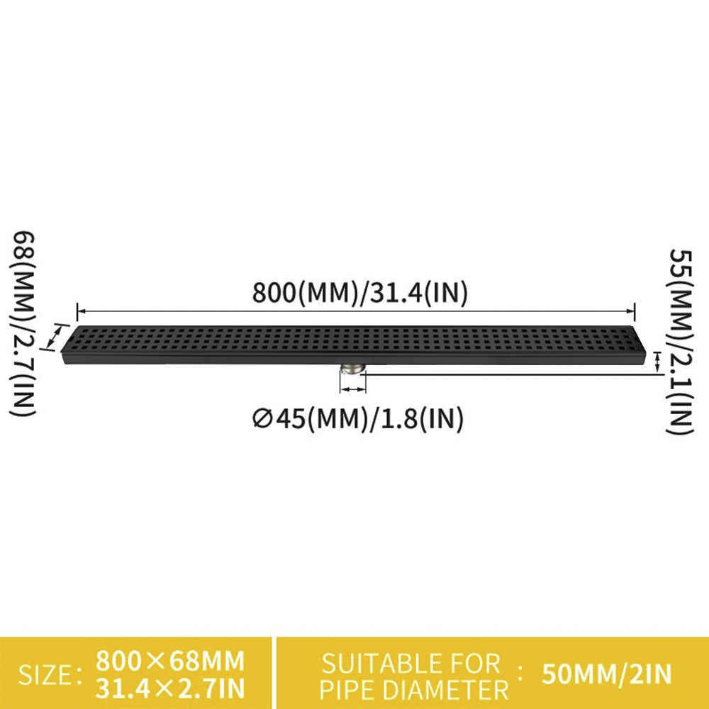 Coladera Lineal Moderna De Reja 80 Cm Acero Inoxidable - $ 2,299.99