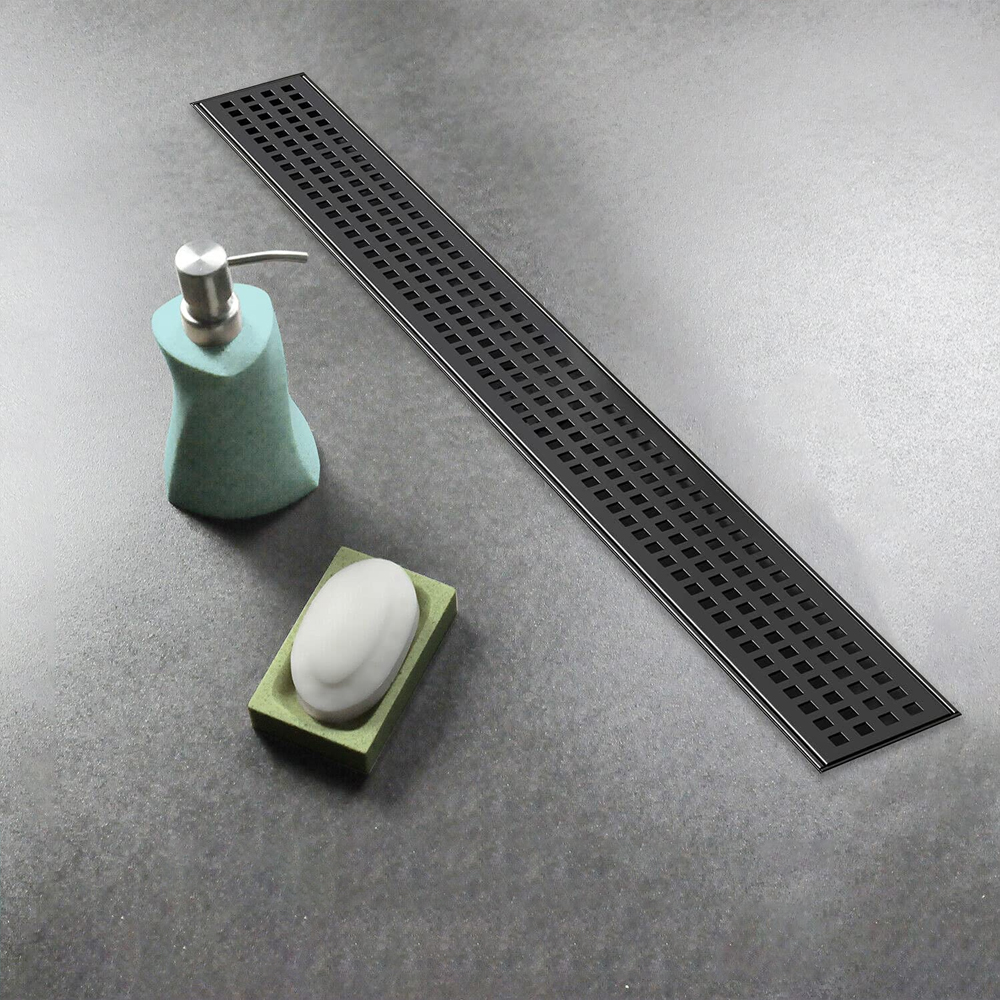 CasaMia Coladera Lineal Moderna de Reja 80 cm Acero Inoxidable Negro Mate 