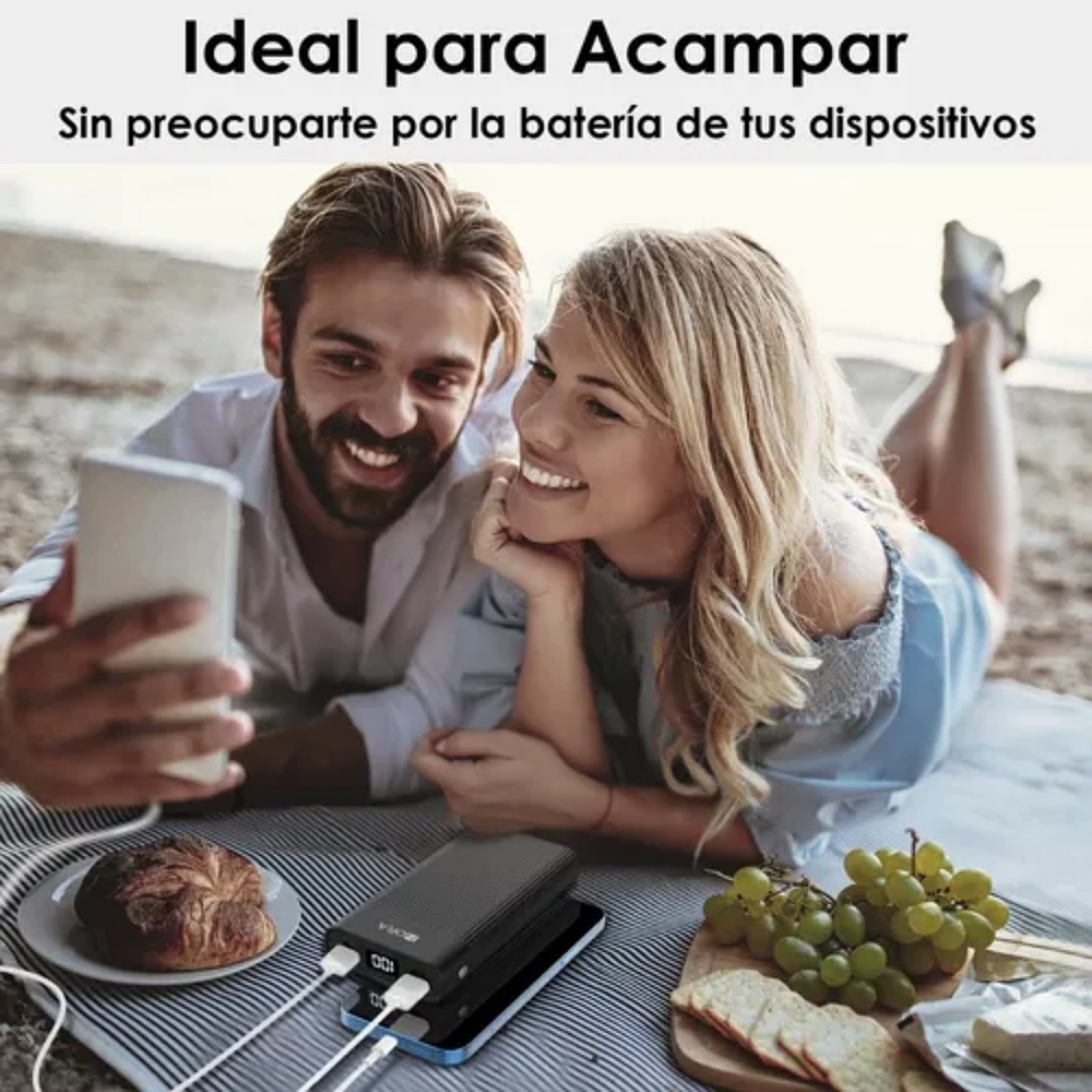 Power Bank Batería Portátil 20000mah 2.1a Carga Rápida 1hora