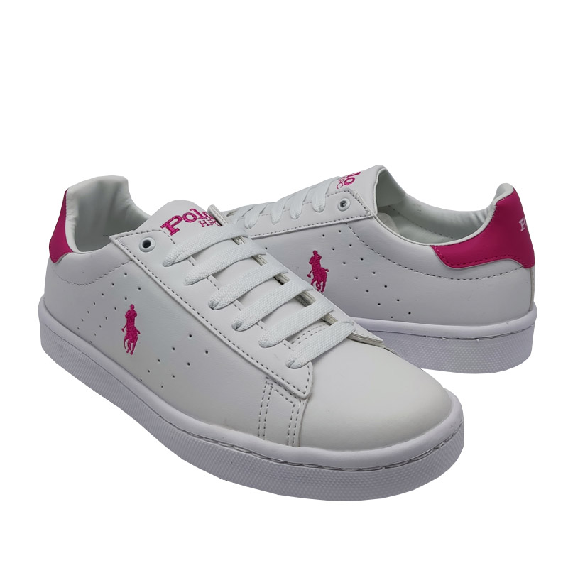 Tenis Polo 313 Blanco Rosa Mujer Niña Casuales Cómodos