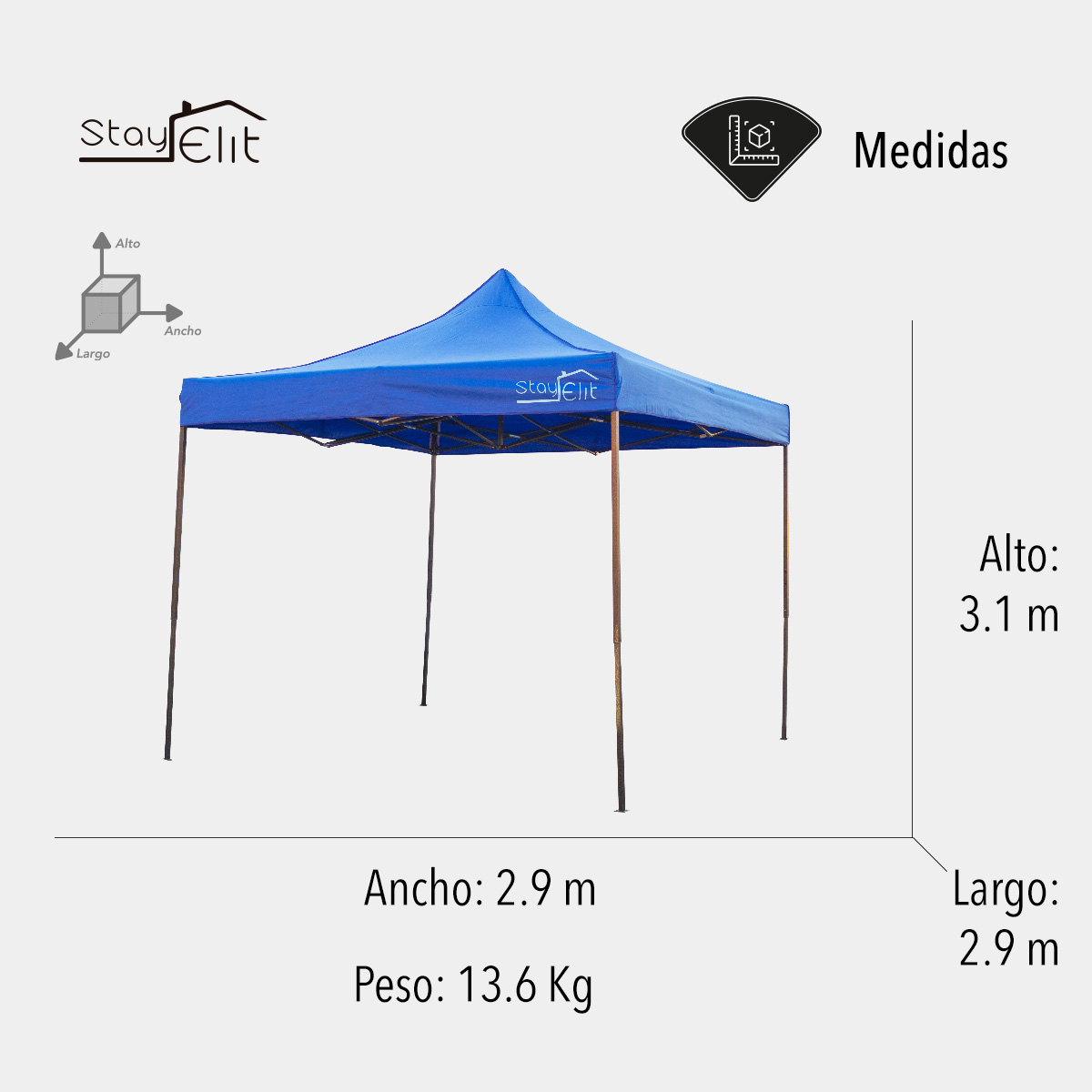 Toldo Carpa Retráctil Plegable 3 x 3 Reforzado