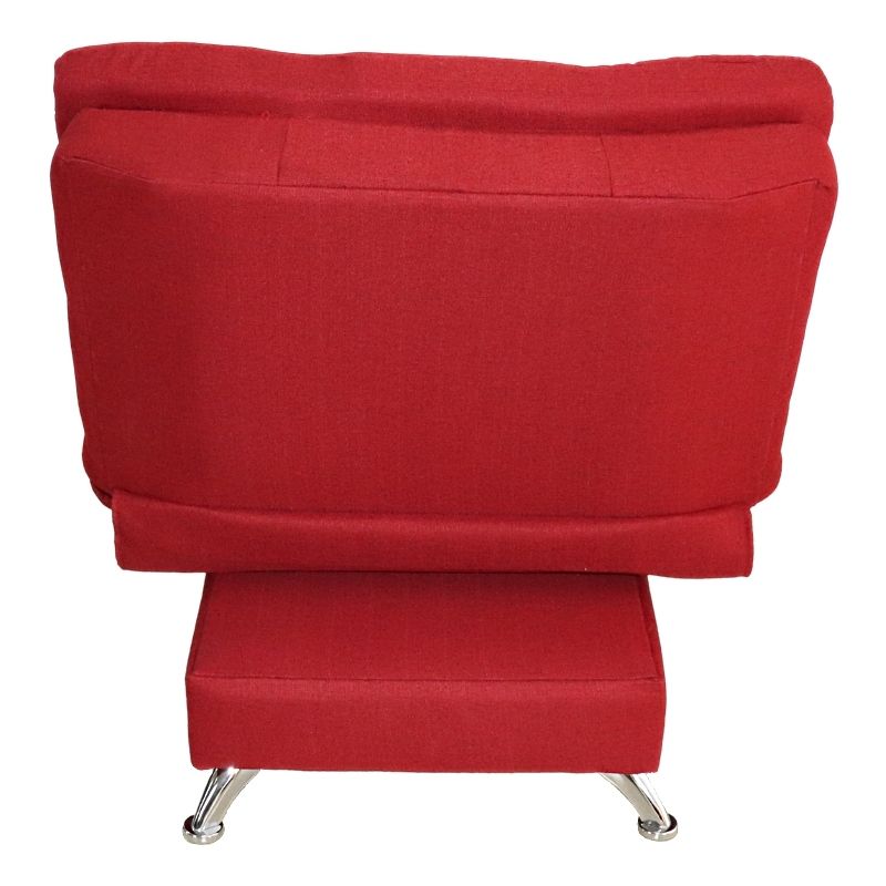 Sofá Cama Individual Sillón Reclinable y Taburete Moderno Lino Rojo