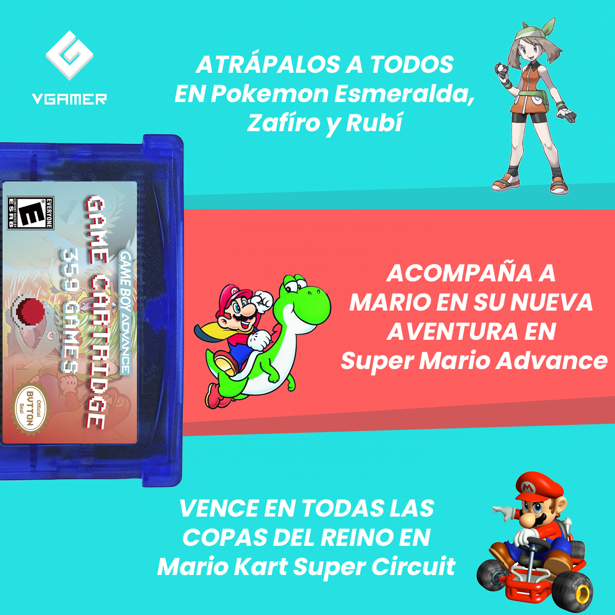 Cartucho Gameboy Advance 359 Juegos GBA Nintendo