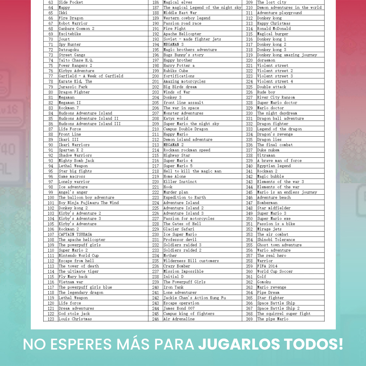 Cartucho Gameboy Advance 359 Juegos GBA Nintendo