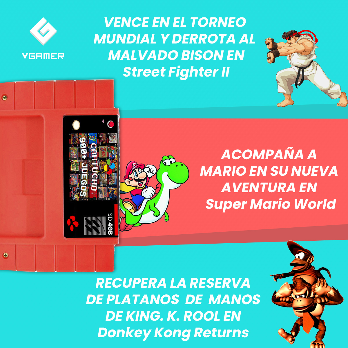 Cartucho Super Nintendo Multi Juegos Snes 4 Gb Videojuegos