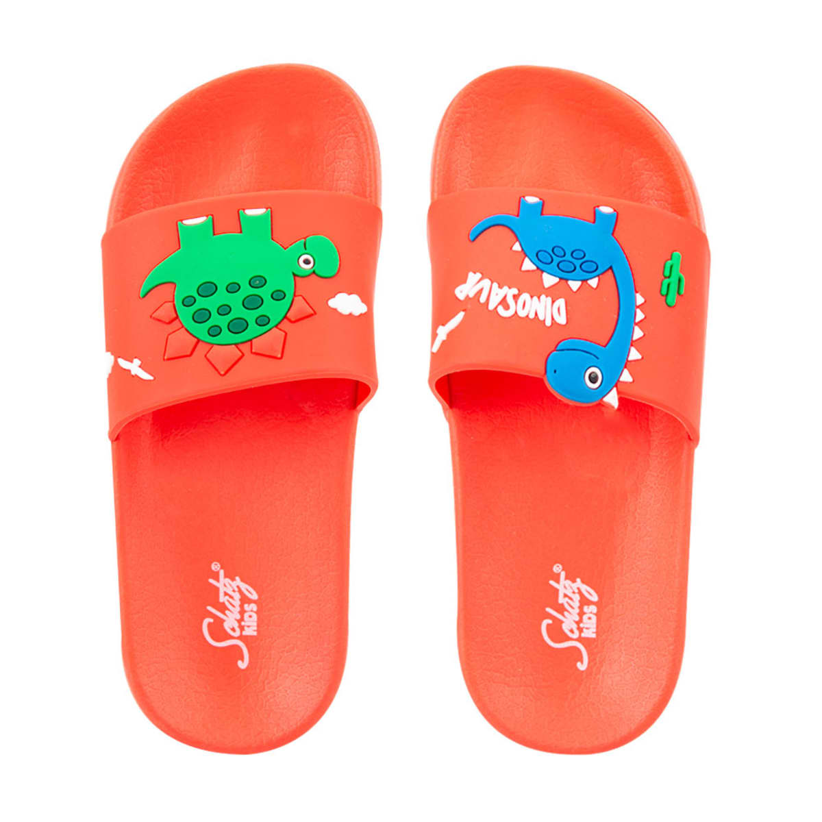 Sandalias de niño para playa o baño, color naranja, con dinosaurios, marca Schatz Kids, mod. 1019498