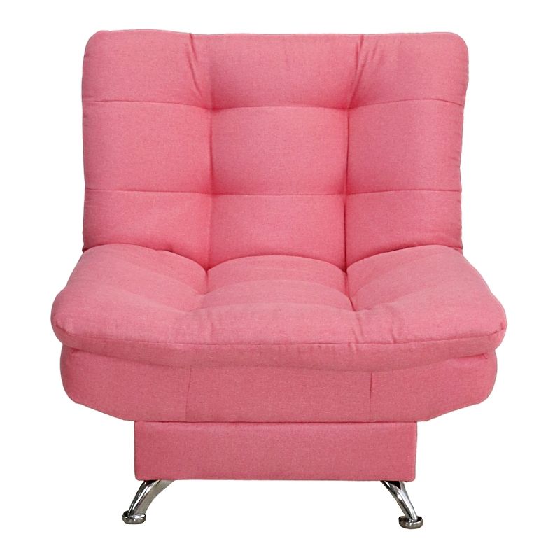 Sofá Cama Individual Sillón Reclinable y Taburete Moderno Lino Rosa