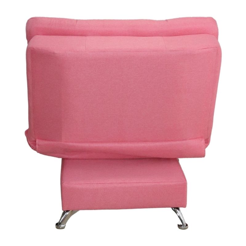 Sofá Cama Individual Sillón Reclinable y Taburete Moderno Lino Rosa