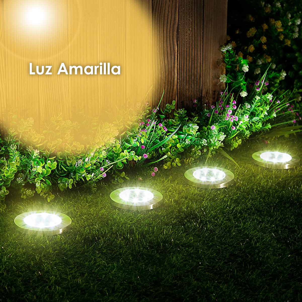 Lampara Solar De Piso 8 Leds Luces Para Exterior Impermeable (luz amarilla)
