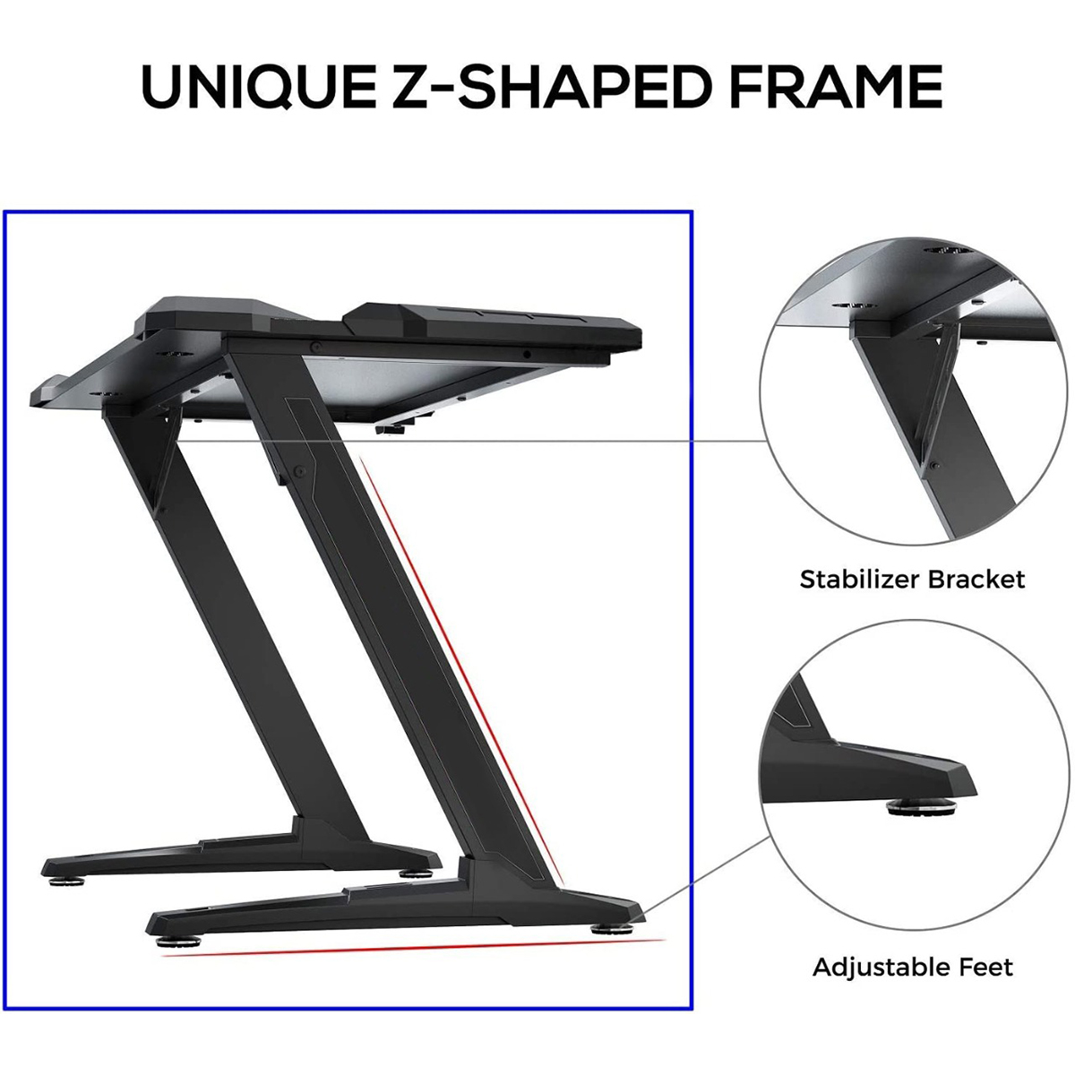 Escritorio Gamer Rgb Luces Led Pc Streamer Fibra Carbono Led