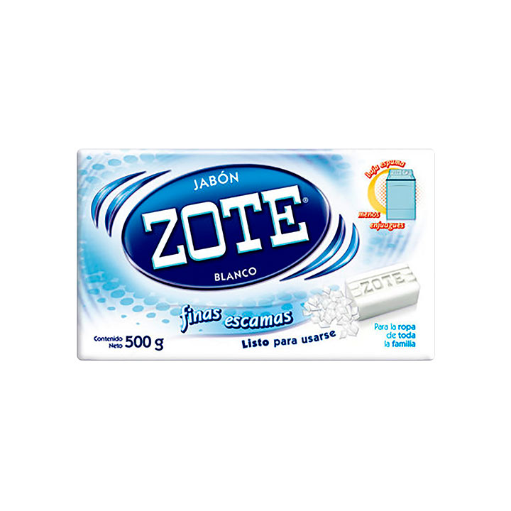 Jabon zote finas escamas caja con 8 pz. de 500 gr.