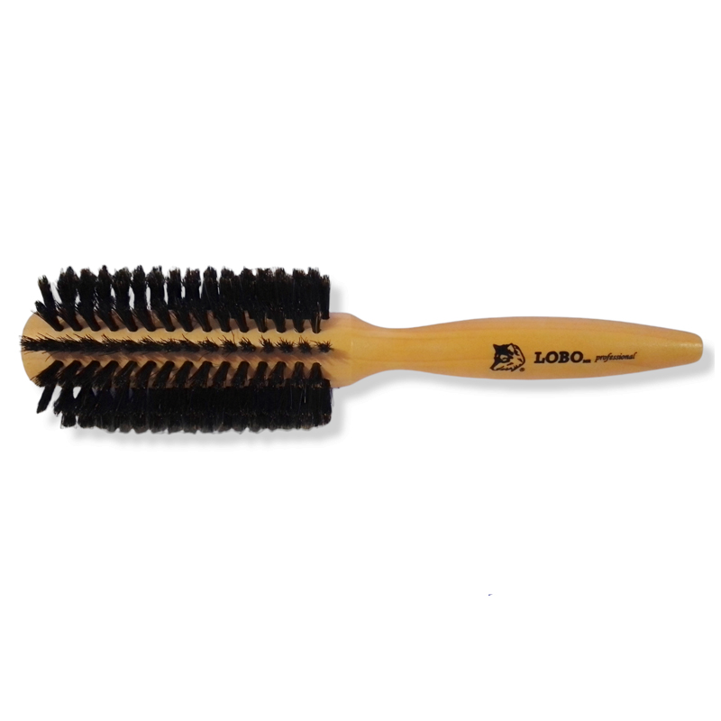 Cepillo Redondo Para Cabello Madera Y Cerdas Naturales Lobo