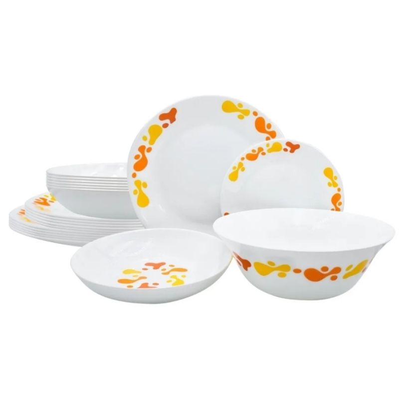 Bormioli Rocco 1522-964 Vajilla Blanca + Bowl Ensaladera 6 Personas Vidrio Opal 19pz