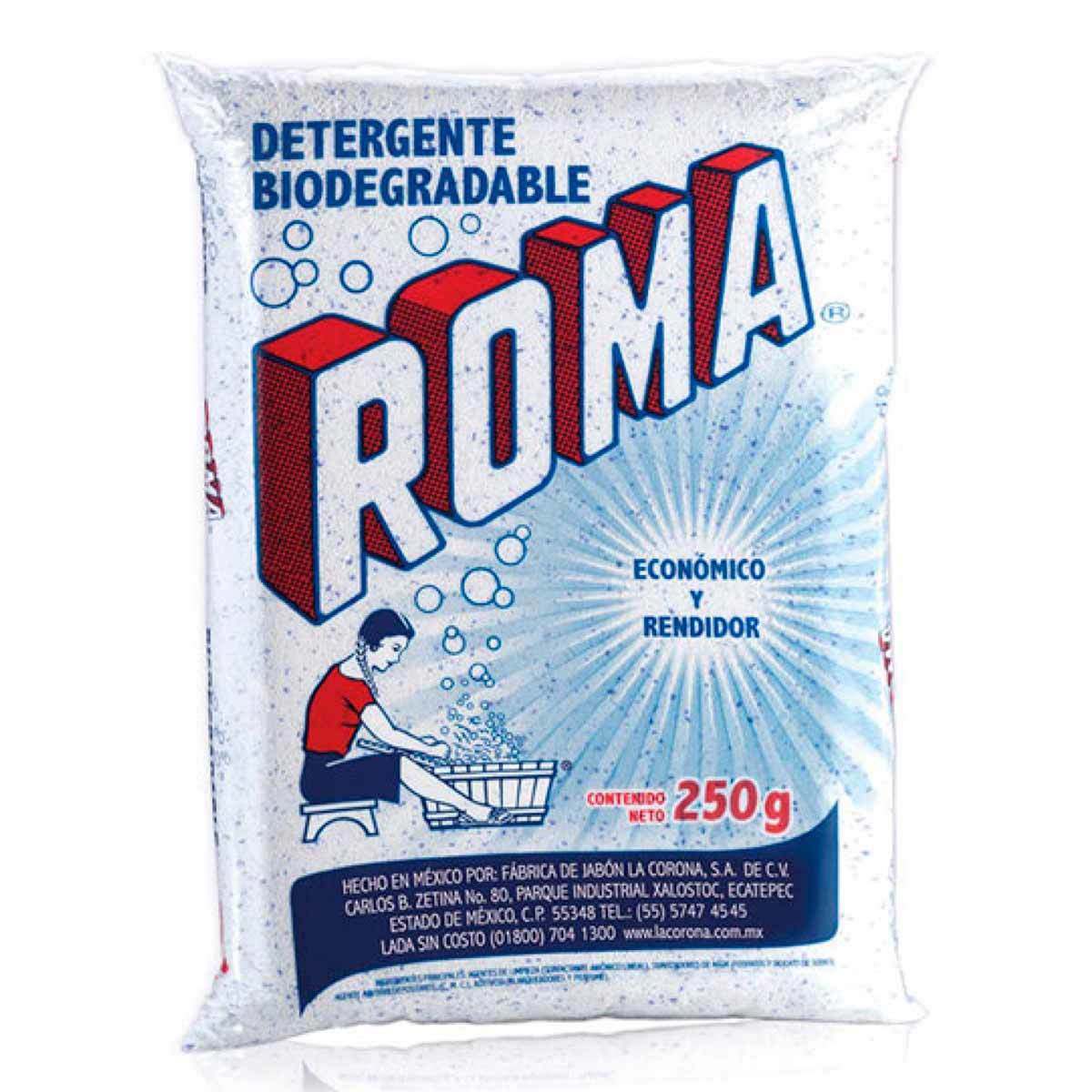 Detergente en polvo roma caja con 40 pz. de 250 gr.