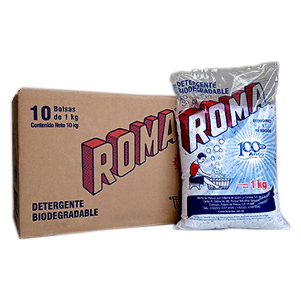 Detergente en polvo roma caja con 10 pz. de 1 kg. 