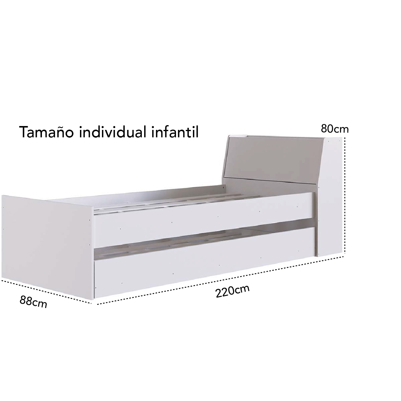 Base Cama Cabecera Individual Canguro Litera 220 Cm Recamara