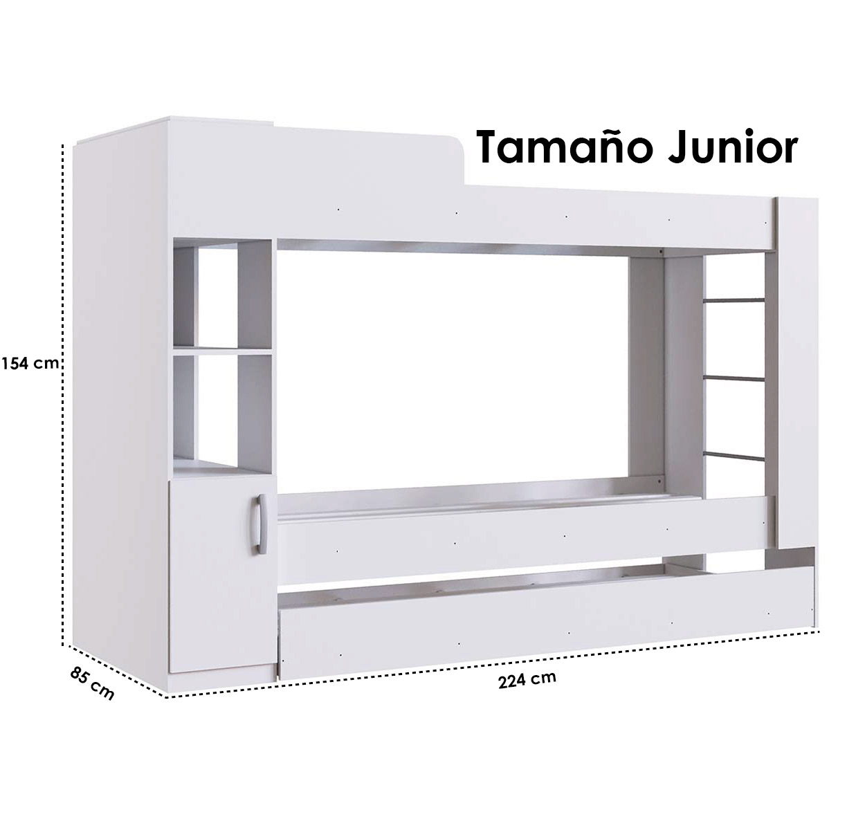 Base Litera Triple Cama Junior Individual Canguro Repisas