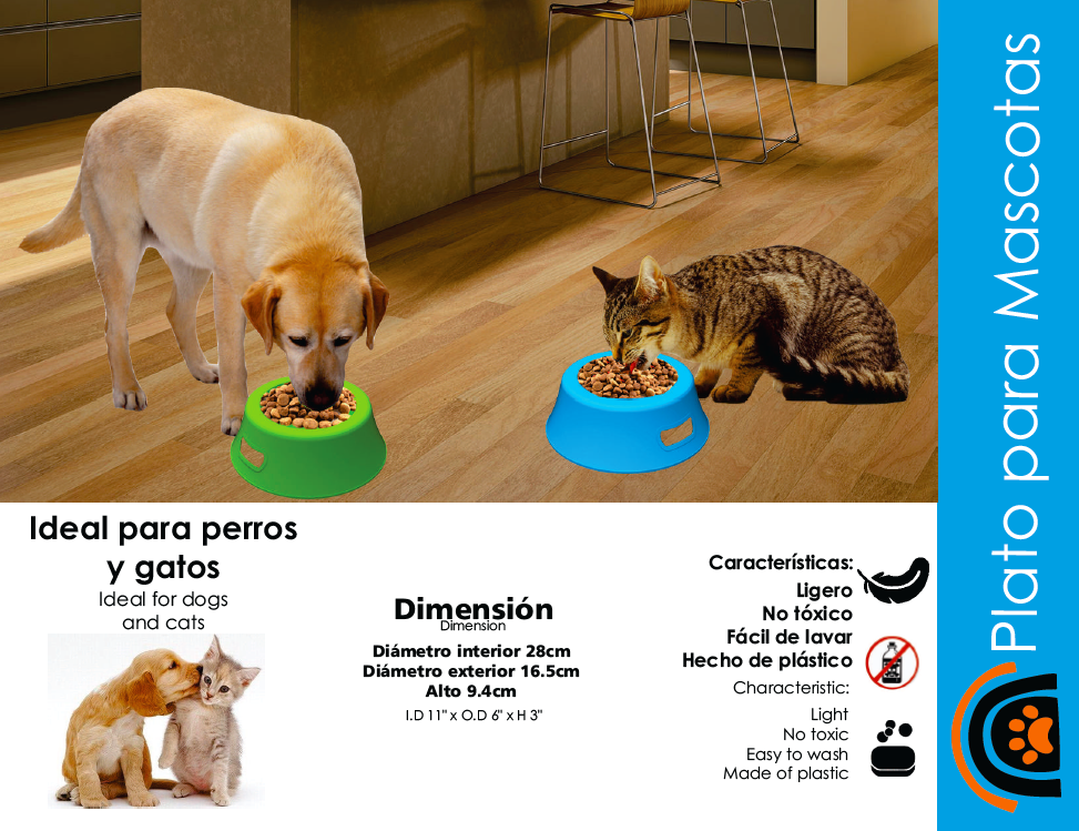 Plato Tazon Comedero para Perro o Gato Duna ( Paquete 6 piezas)