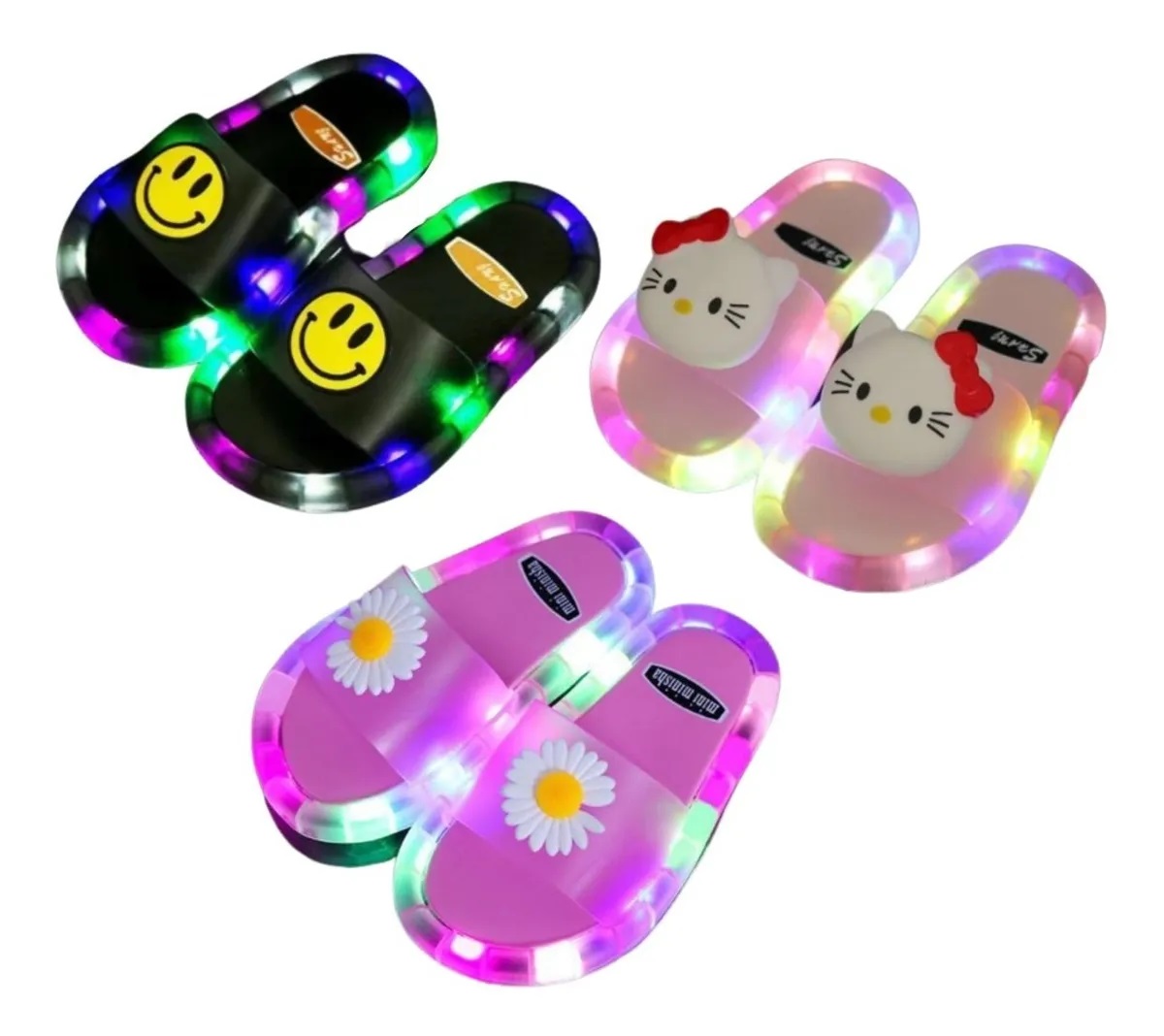 Chancla Sandalia Luz Led Dibujos Animados Moda Para Niño/a