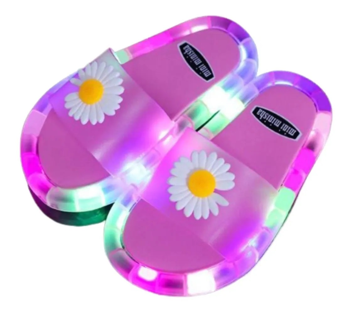 Chancla Sandalia Luz Led Dibujos Animados Moda Para Niño/a
